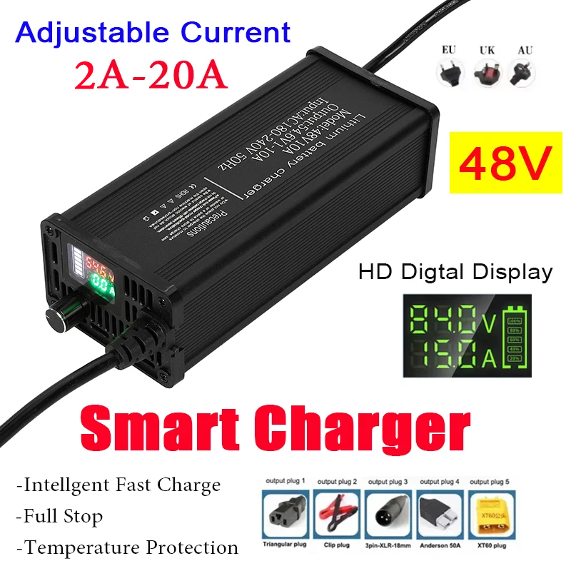48V Aluminum Shell Adjustable  - 84V 20A Smart Charger review and price